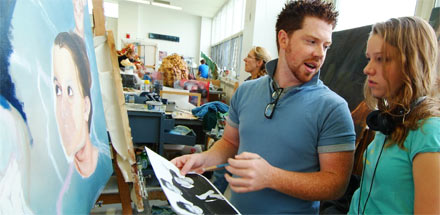 Students in a painting class.