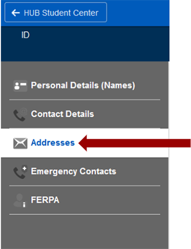 Screenshot of the page with an arrow pointing to the Request Official Transcript button to change the address.