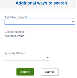 Screenshot of additional ways to search page with available criteria.