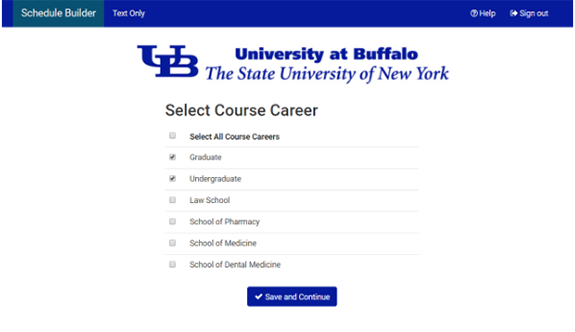 Screenshot option of careers with graduate and undergraduate selected.
