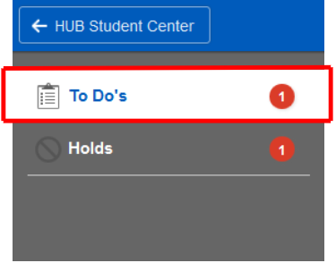 Screenshot showing that there is one item on the to-do list. 