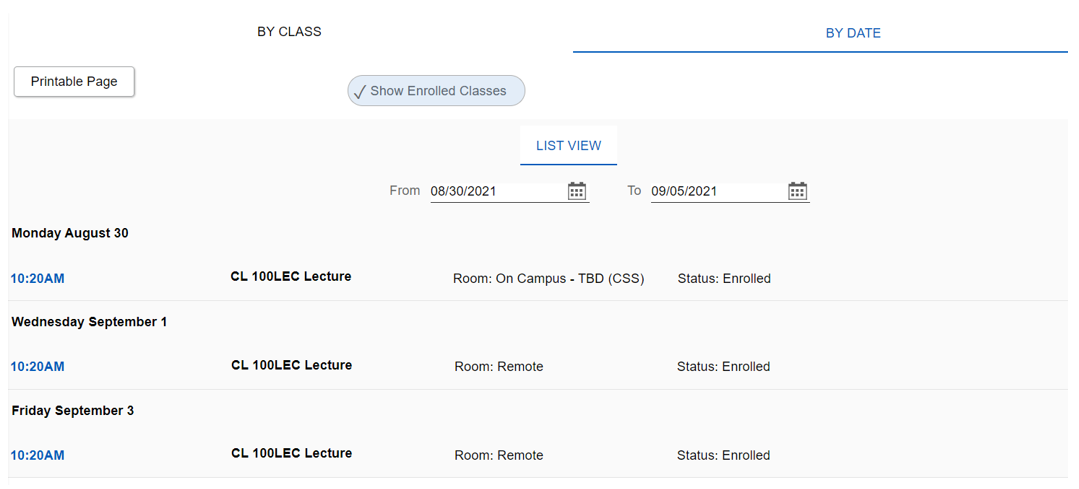 Ub Academic Calendar Fall 2022 View My Class Schedule | Ub Office Of The Registrar