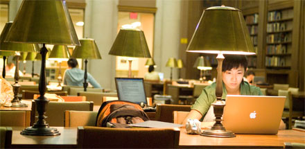 Students studying in the Health Sciences Library.